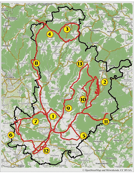 Übersichtskarte Radtouren im Landkreis Kronach