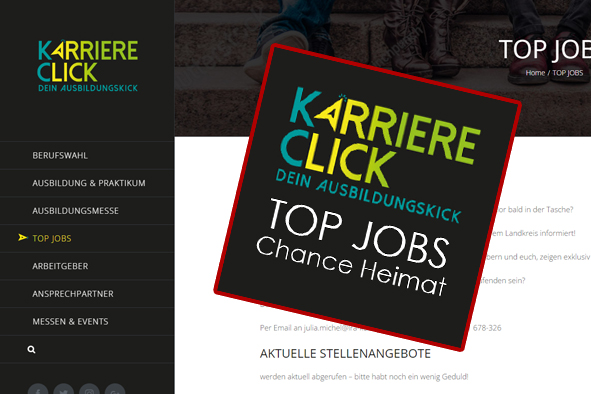 Karriereclick TopJobs aktuell.jpg Leider haben wir keinen Alternativtext zu diesem Bild. Wir arbeiten daran und bitten um Ihr Verständnis.